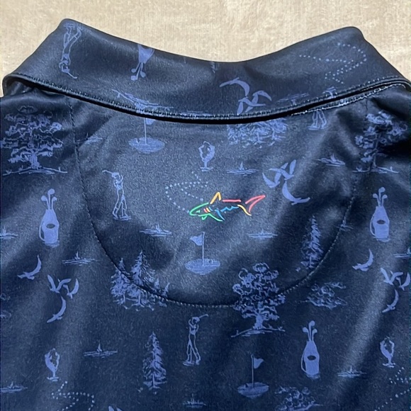 Greg Norman Men's Polo Shirt - Navy with playful golf course imagery print sz L - Picture 6 of 10